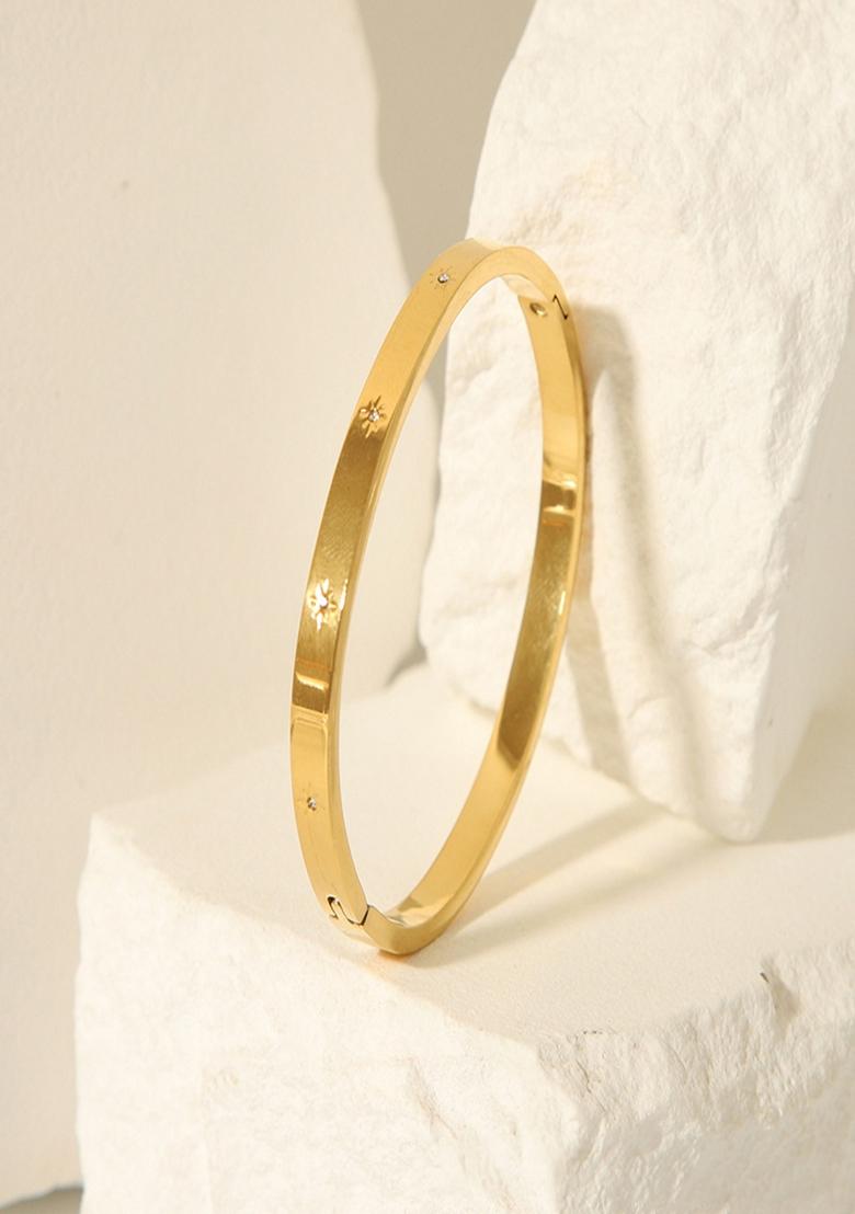 Gold Plated Star Zircon Bangle Bracelet