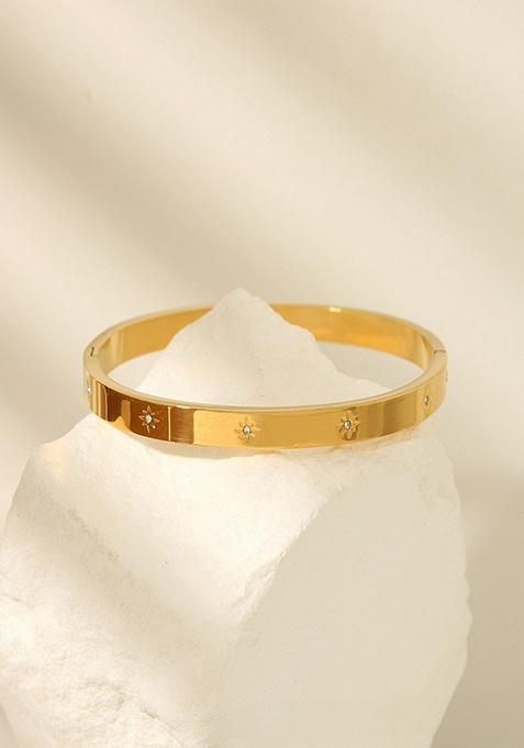 Gold Plated Star Zircon Bangle Bracelet