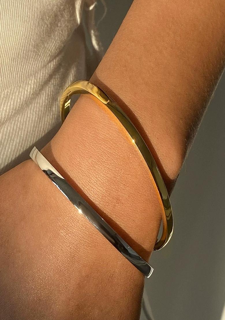 Gold Platedminimal Plain Bangle Bracelet