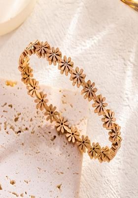 Rose Gold Roseplated Floral Bangle Bracelet