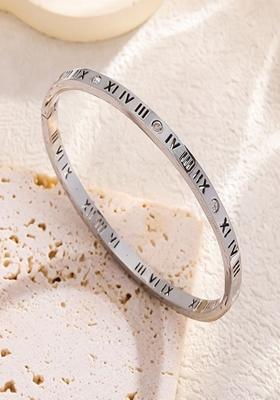 Silver Platedroman Numeral Bangle Bracelet