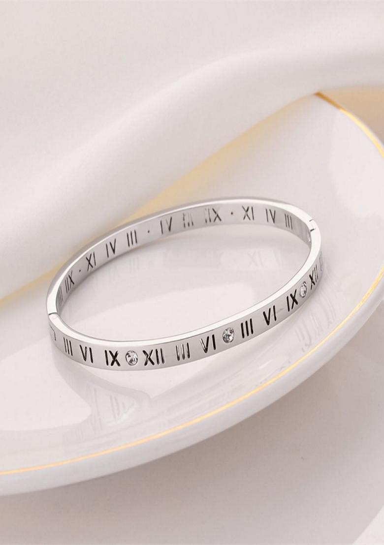 Silver Platedroman Numeral Bangle Bracelet
