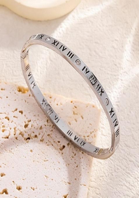 Silver Platedroman Numeral Bangle Bracelet