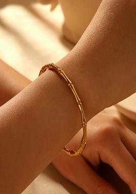 Gold Platedbamboo Design Bangle Bracelet