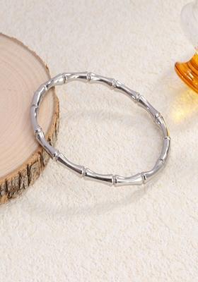Silver Platedbamboo Design Bangle Bracelet