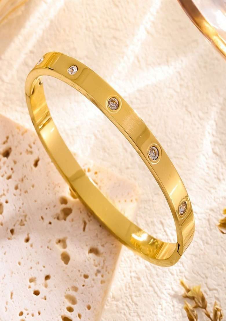 Gold Plated Zircon Bracelet - Indya