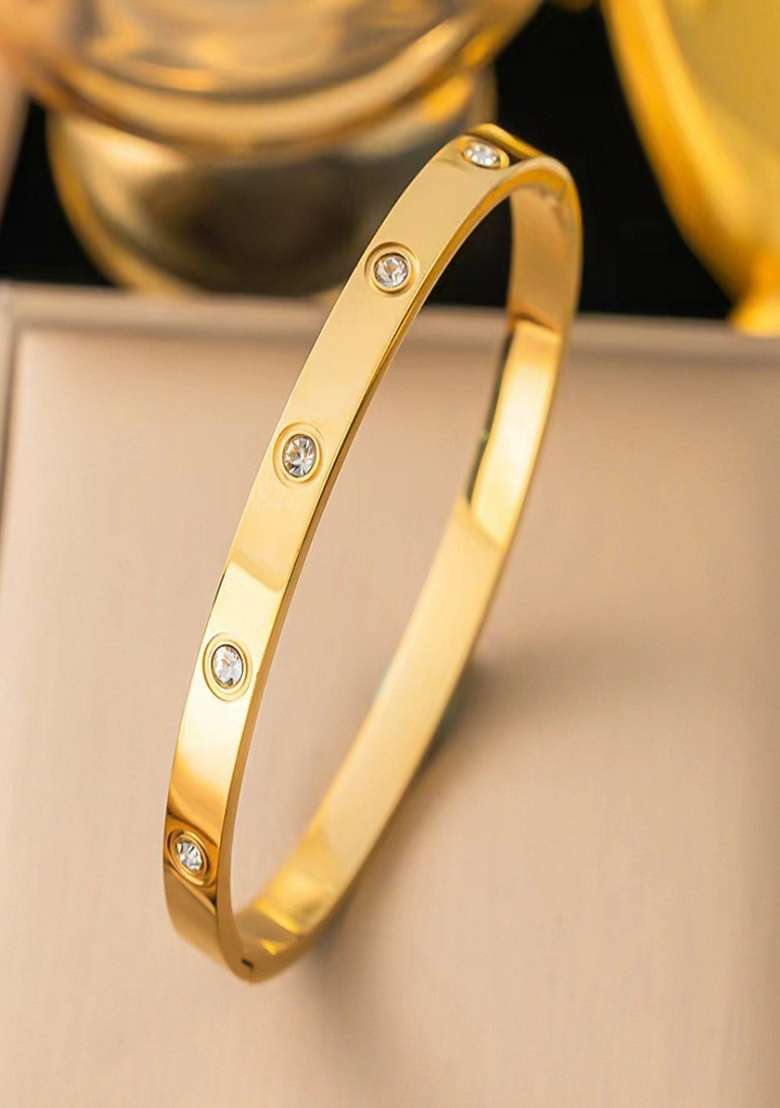Gold Plated Zircon Bracelet - Indya