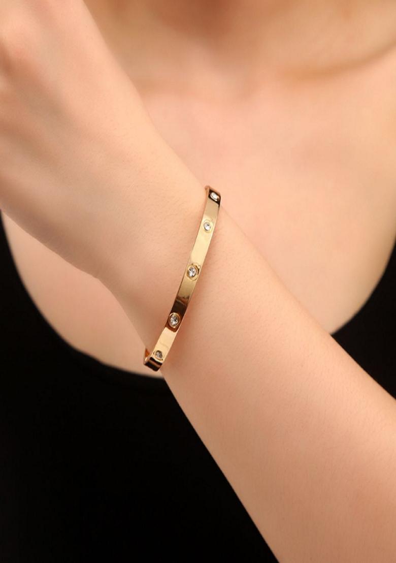 Gold Plated Zircon Bangle Bracelet