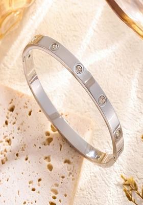 Silver Plated Zircon Bangle Bracelet