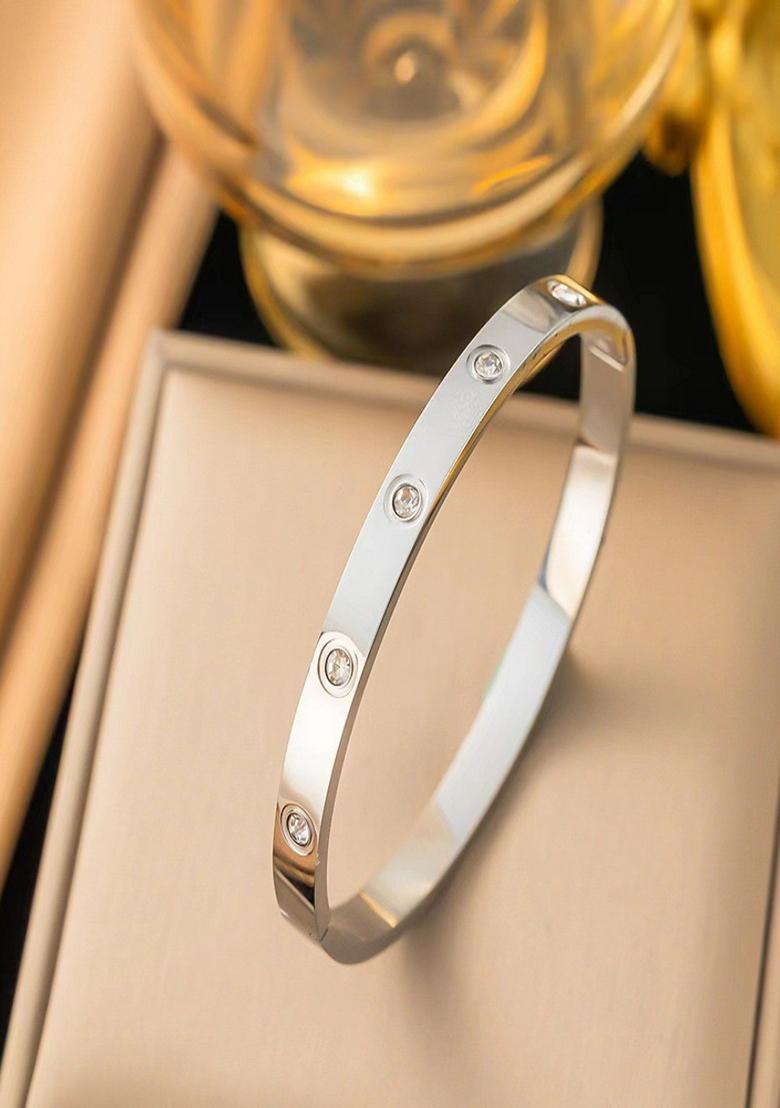 Silver Plated Zircon Bangle Bracelet