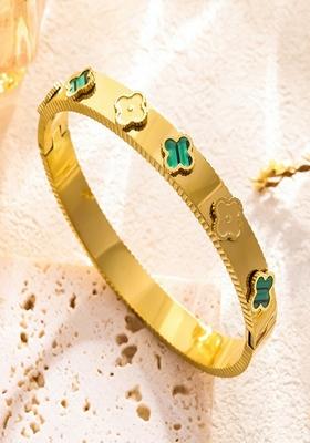 Green Green Clover Bangle Bracelet