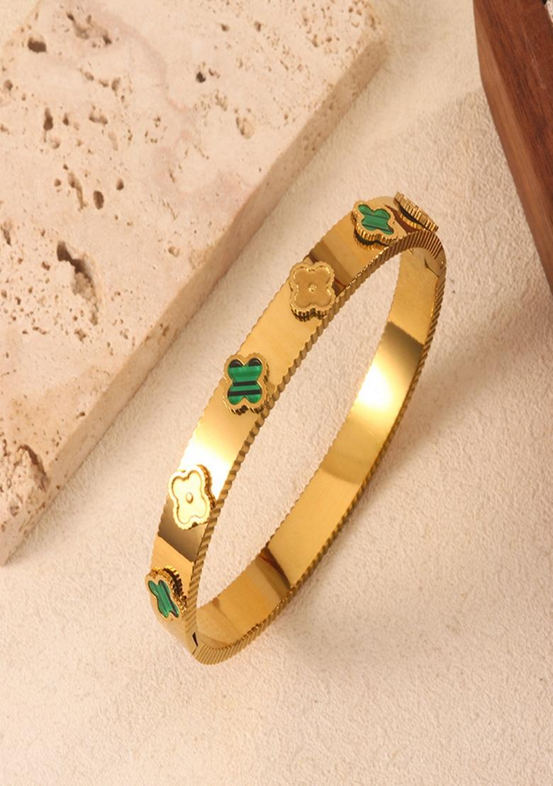 Green Green Clover Bangle Bracelet
