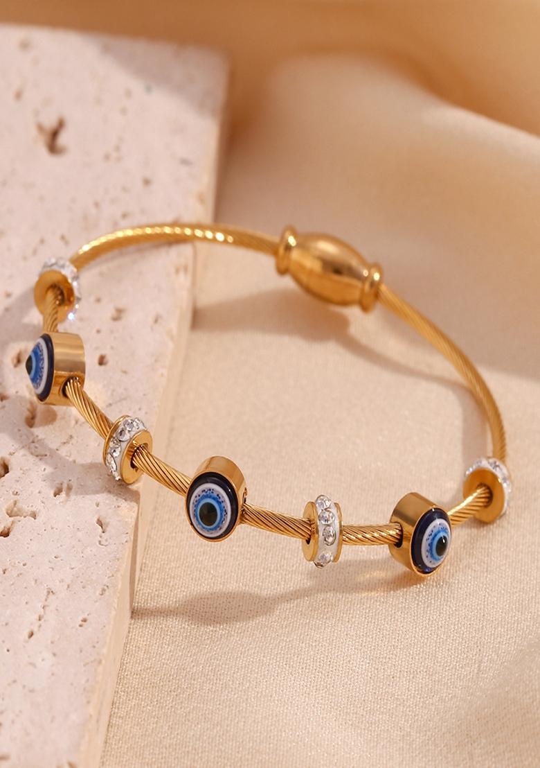 Blue Evil Eyes Rhinestone Beads String Bracelet