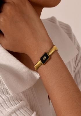 Black Black Shell Flat Flexible Snake Chain Bracelet