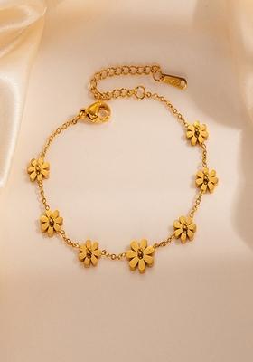Gold Plated Floral Charm Bracelet