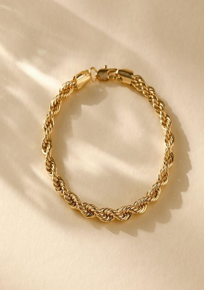 Gold Plated 6Mm Twisted Rope Chain Bracelet