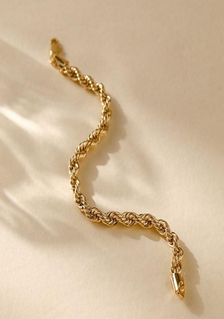 Gold Plated 6Mm Twisted Rope Chain Bracelet