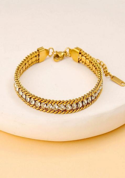 White Three Layer Zircon Chain Bracelet