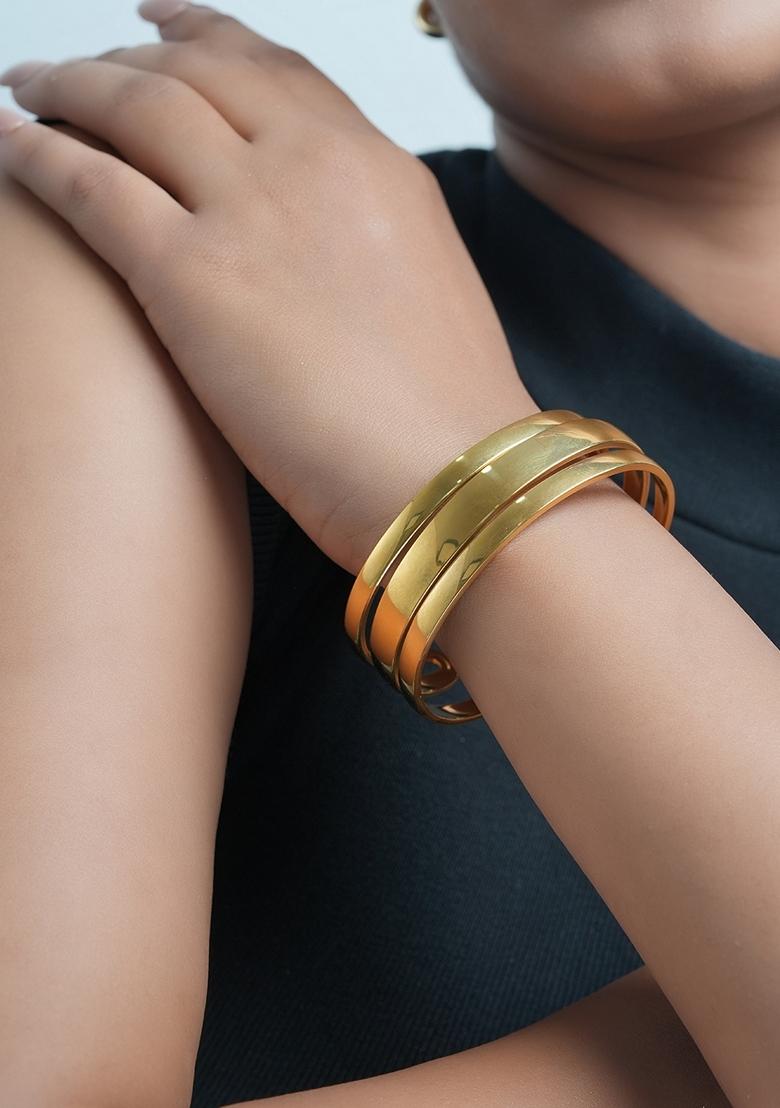 Gold Plated Chunky Cuff Bangle Bracelet