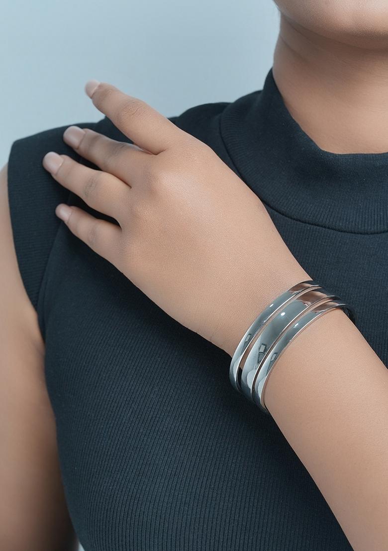 Silver Platedchunky Cuff Bangle Bracelet