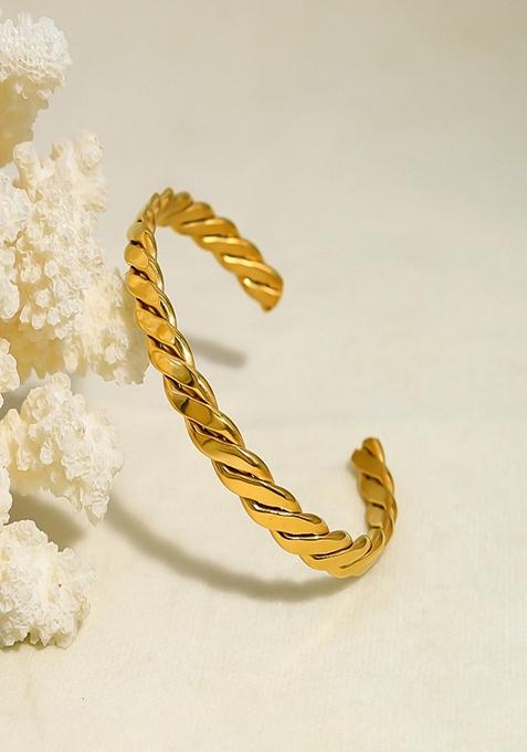Gold Plated Braided Cuff Bracelet
