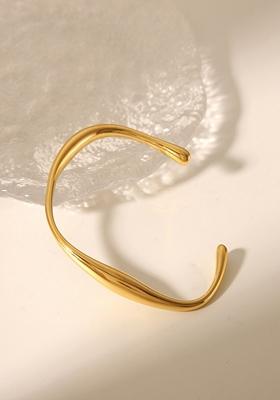 Gold Plated Wavy Cuff Bracelet