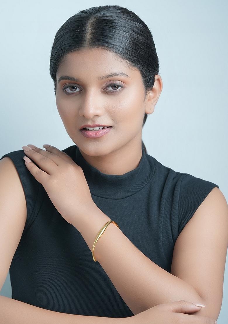 Gold Plated Wavy Cuff Bracelet