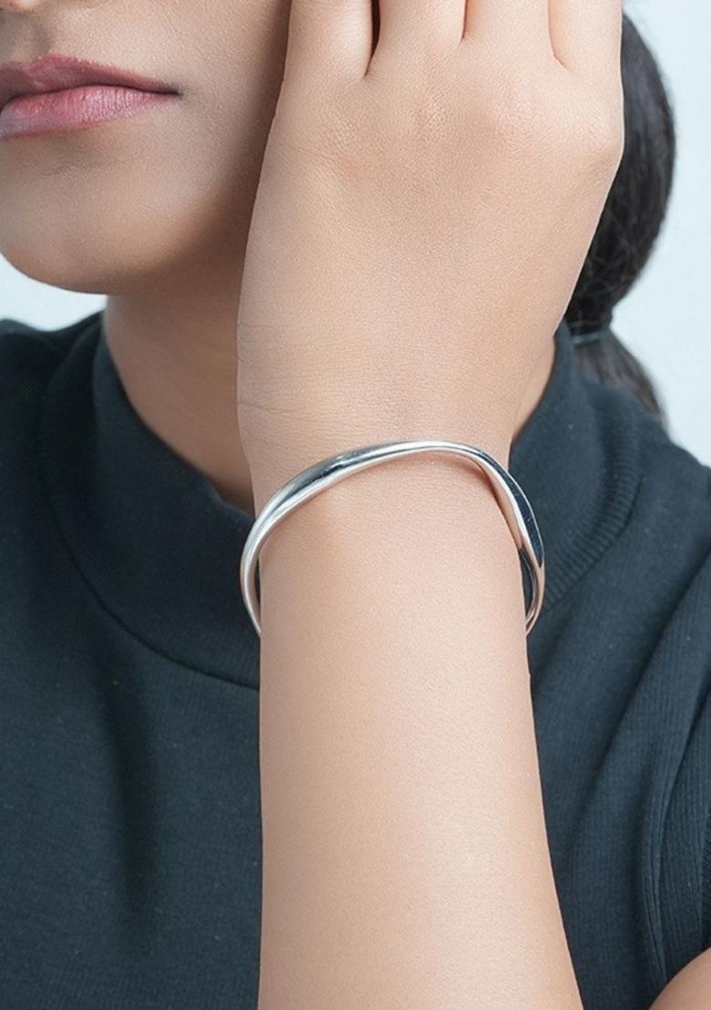 Silver Plated Wavy Cuff Bracelet