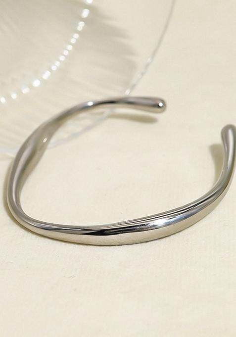 Silver Plated Wavy Cuff Bracelet