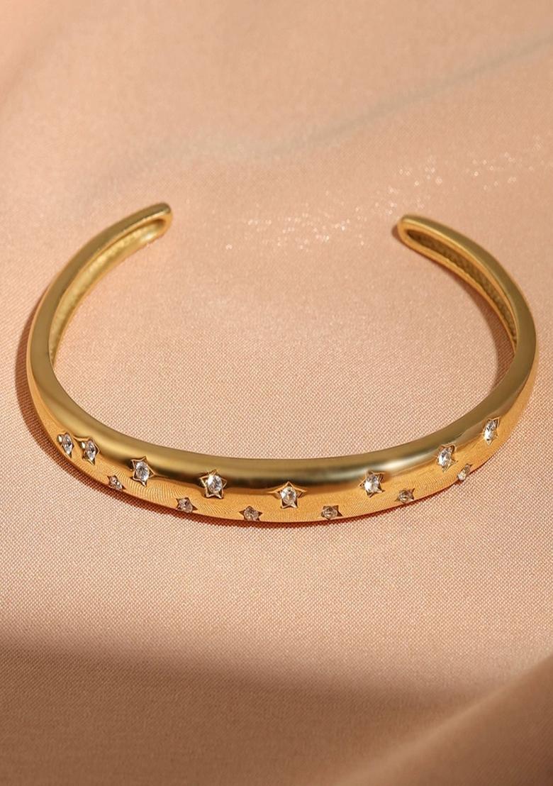 Gold Plated Stars Zircon Cuff Bracelet