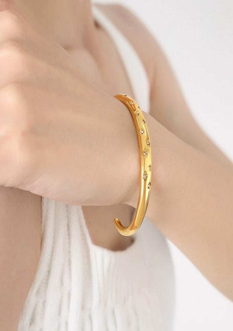 Gold Plated Stars Zircon Cuff Bracelet