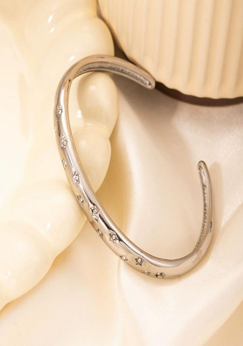 Silver Platedstars Zircon Cuff Bracelet