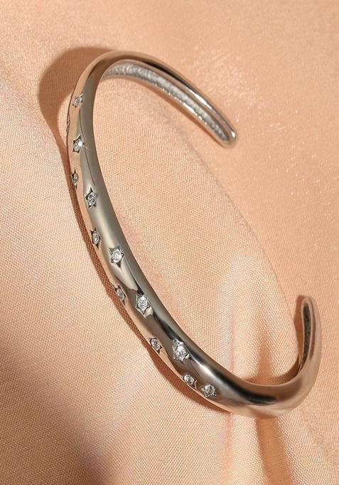 Silver Platedstars Zircon Cuff Bracelet