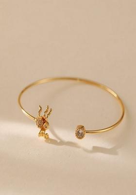 Gold Plated Zircon Spider Cuff Bracelet