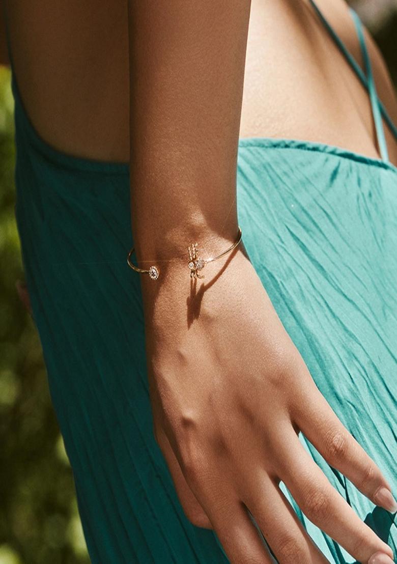 Gold Plated Zircon Spider Cuff Bracelet