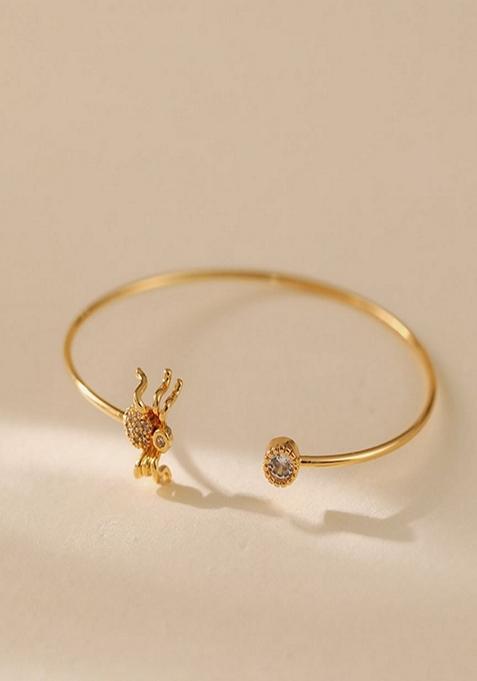 Gold Plated Zircon Spider Cuff Bracelet