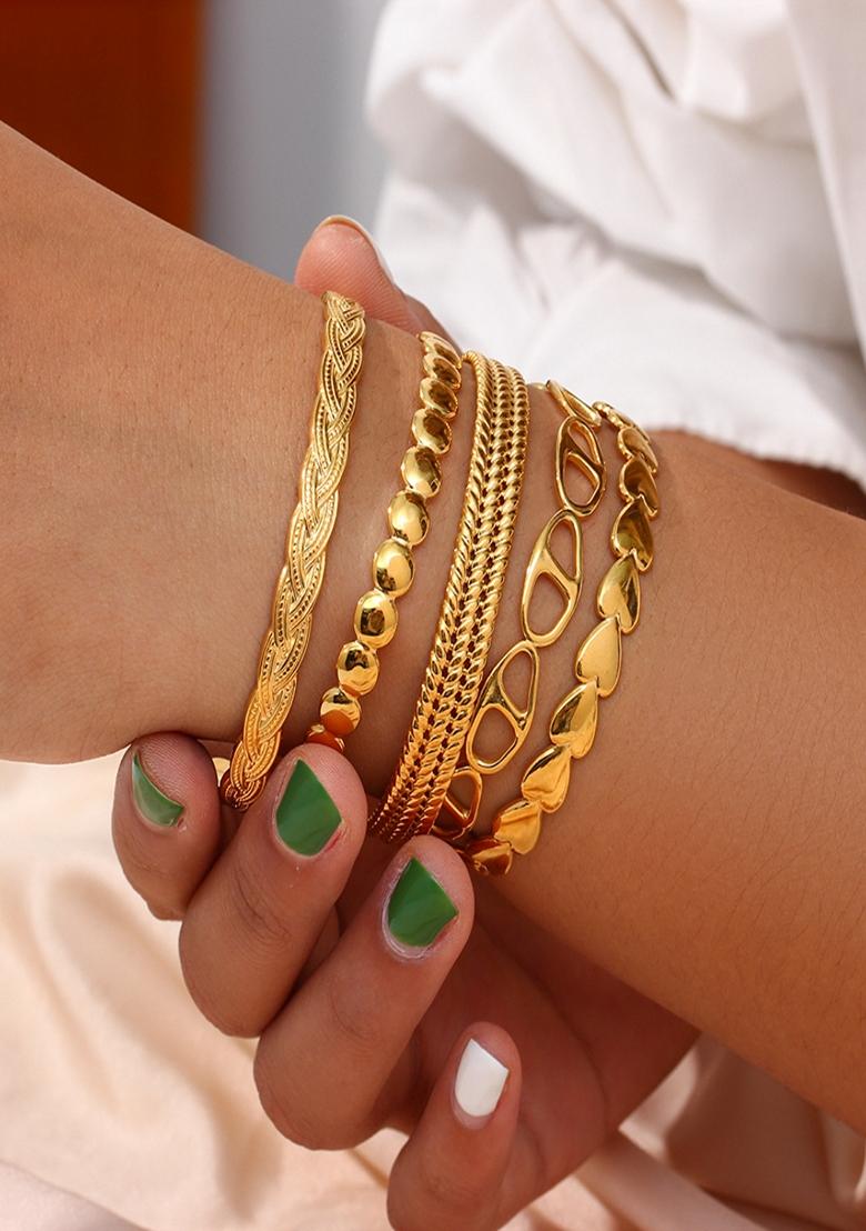 Gold Plated Round Zircon Bangle Bracelet