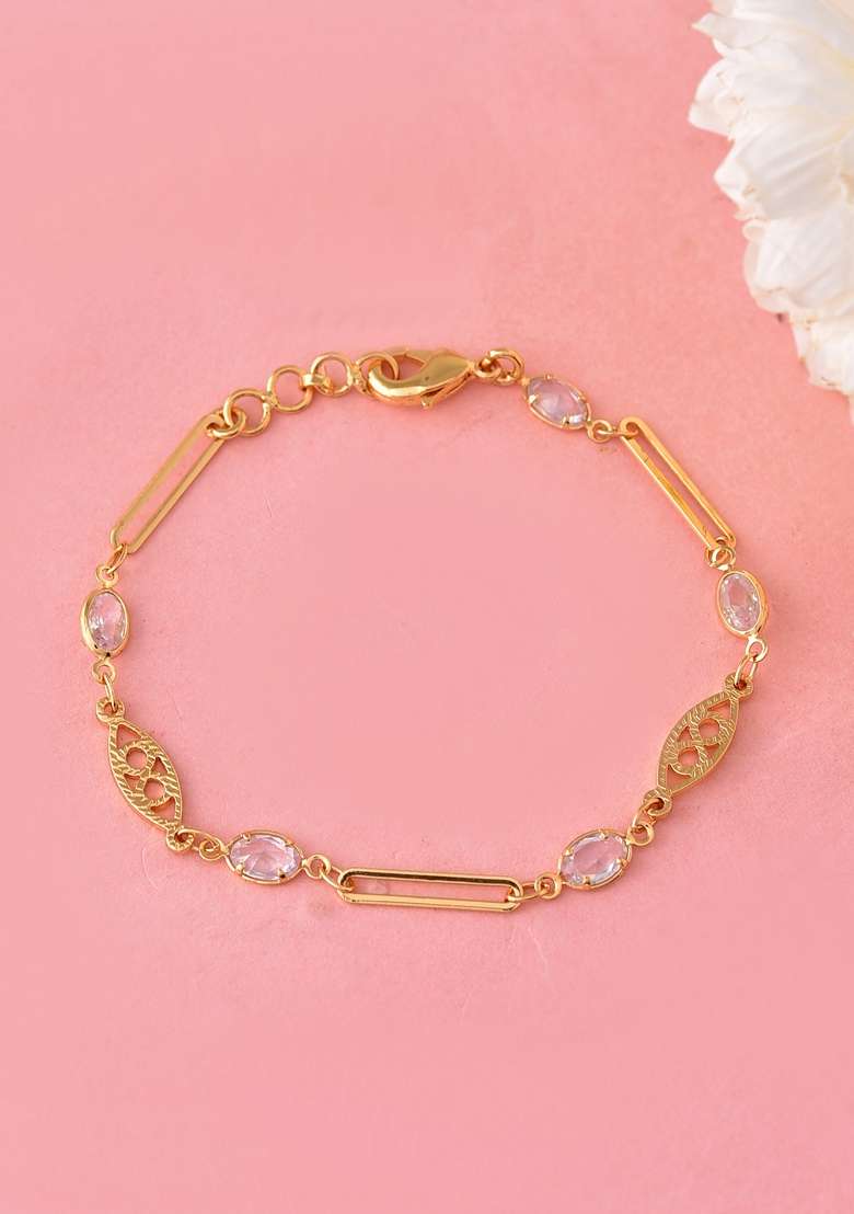 Gold Plated Stone Studded Designers Bracelet - Indya