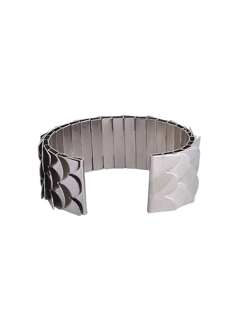 Silver Plated Oxidised Kada Bracelet Cum - Indya