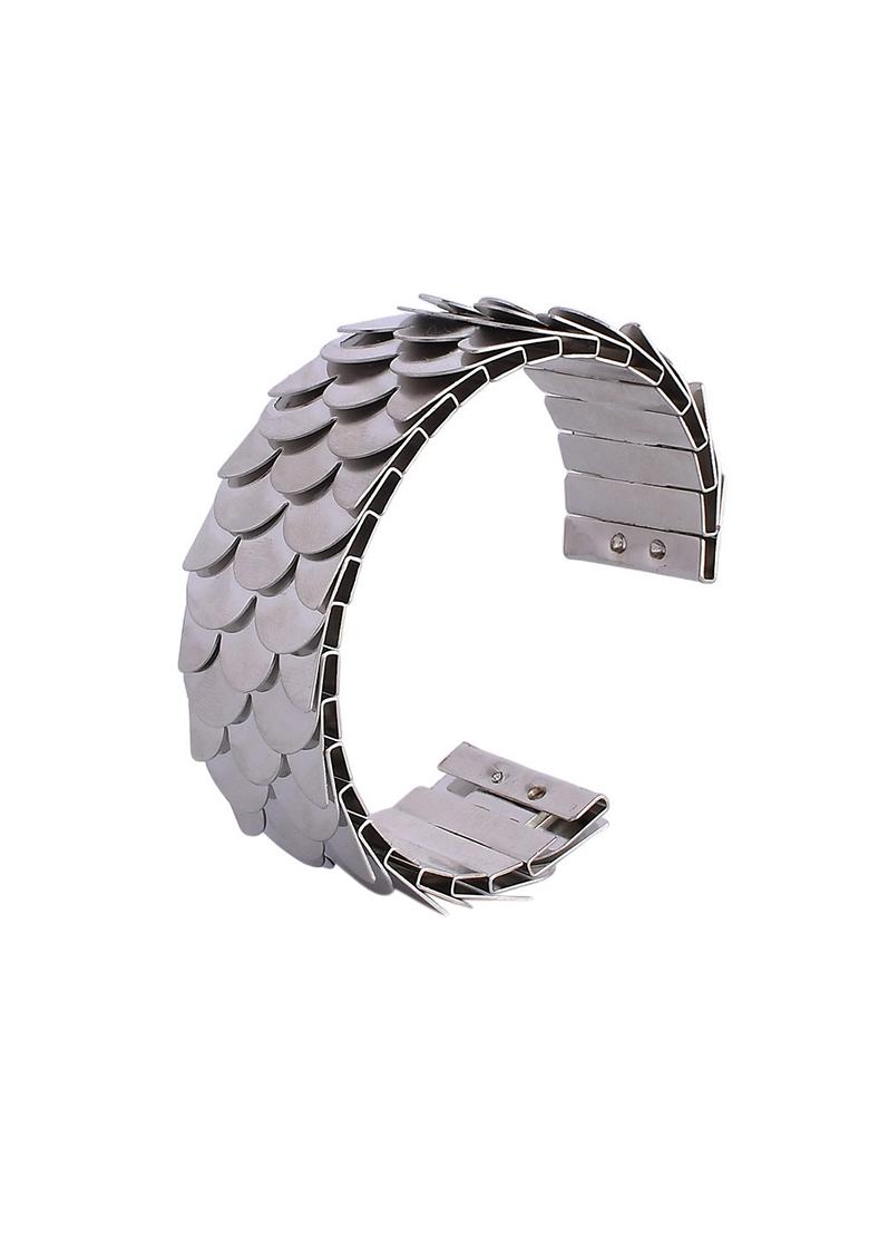 Silver Plated Oxidised Kada Bracelet Cum