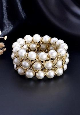 Gold Plated Pearls Strand Bracelet