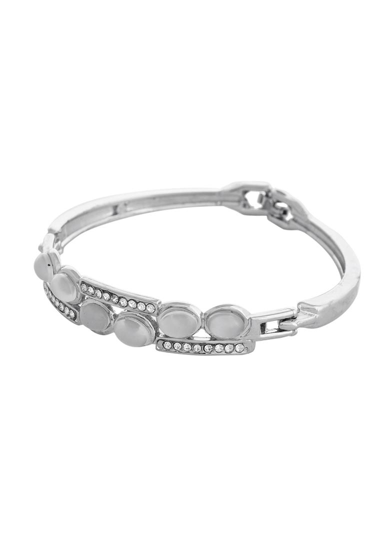 Silver Plated Stone Studded Kada Bracelet