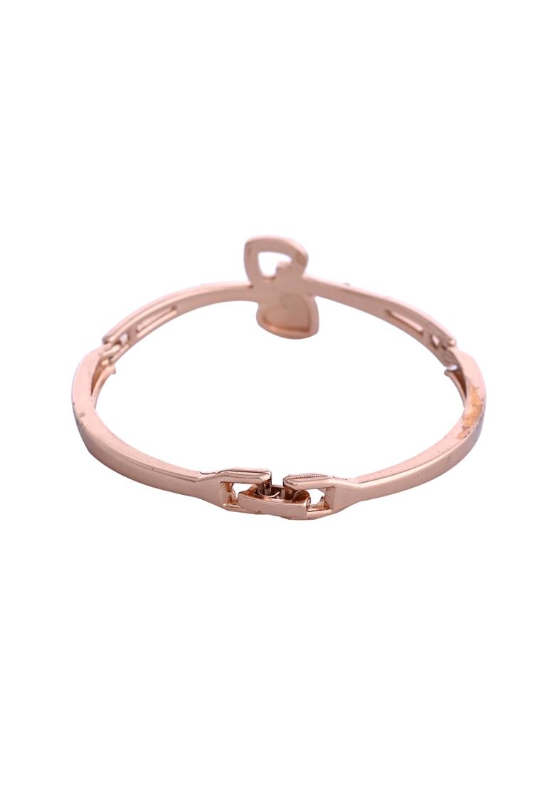 Gold Plated Heart Shaped Stone Studded Kada Bracelet