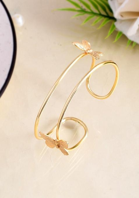 Gold Plated Contemporary Butterfly Kada Bracelet