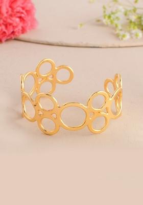 Gold Plated Circular Geometrical Designed Kada Bracelet