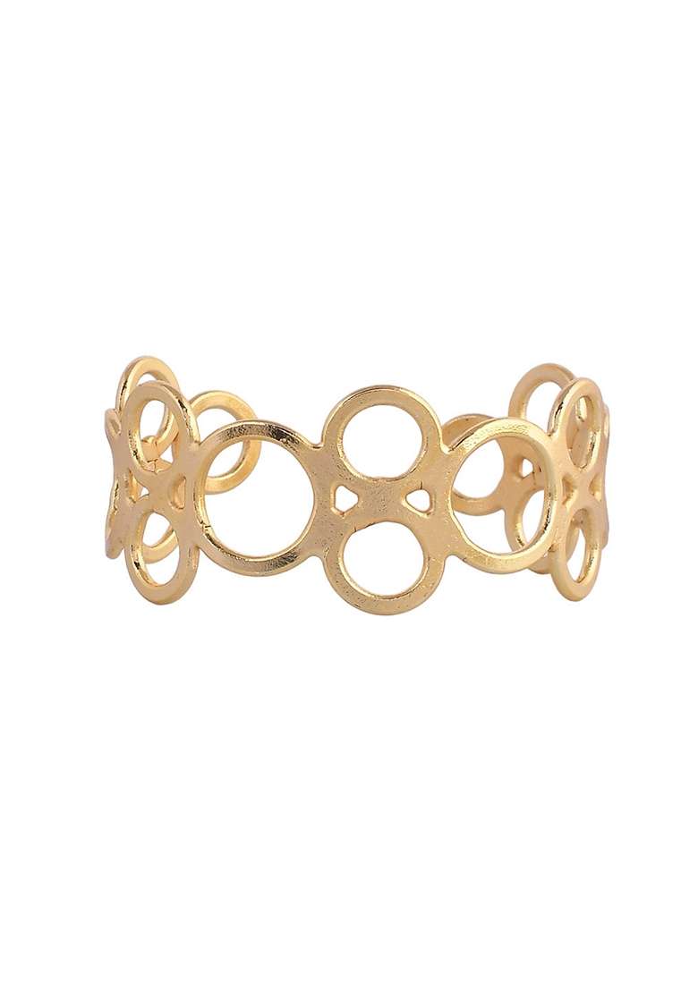 Gold Plated Circular Geometrical Designed Kada Bracelet - Indya