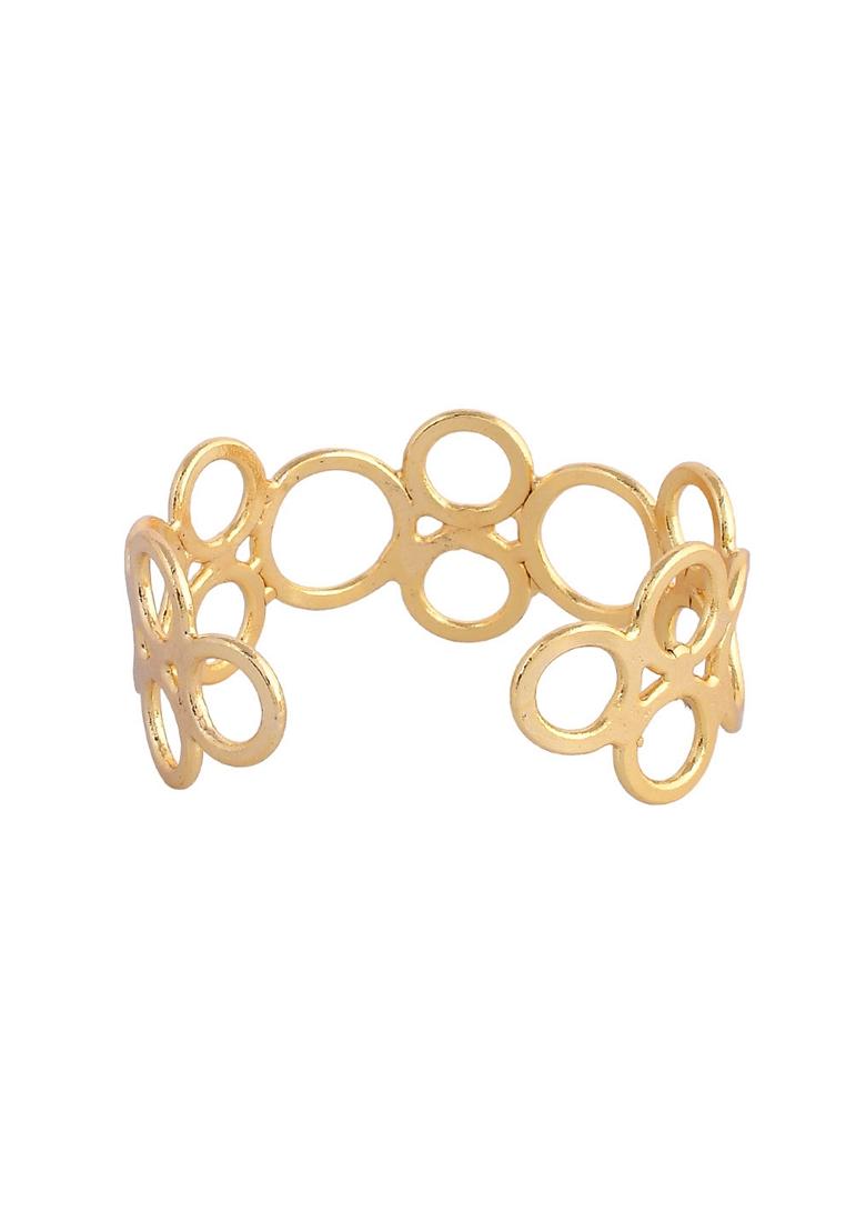 Gold Plated Circular Geometrical Designed Kada Bracelet