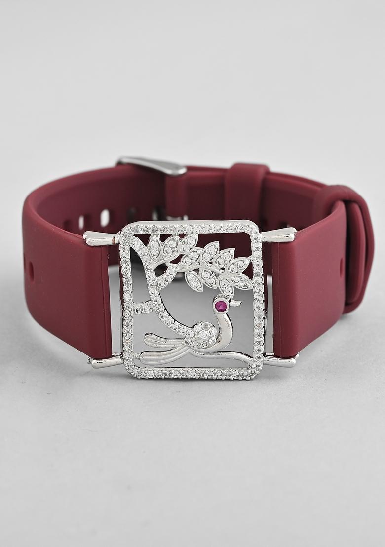 Silver Plated Ad Stone Studded Belt Bracelet