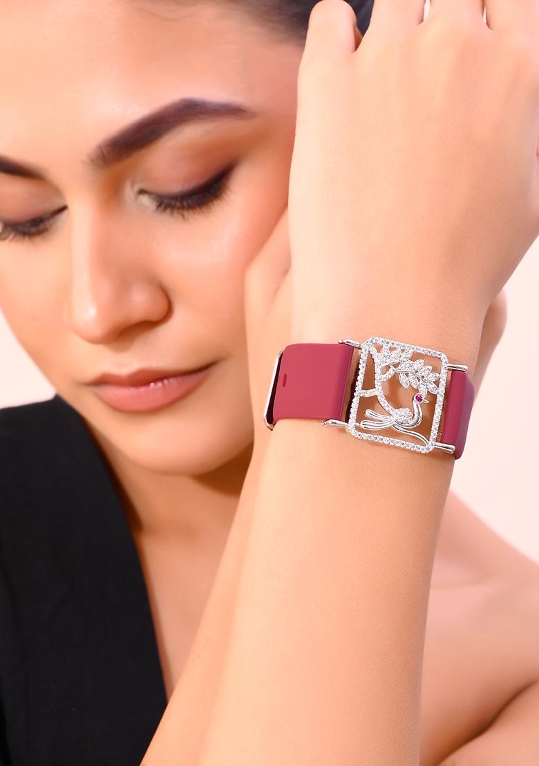 Silver Plated Ad Stone Studded Belt Bracelet