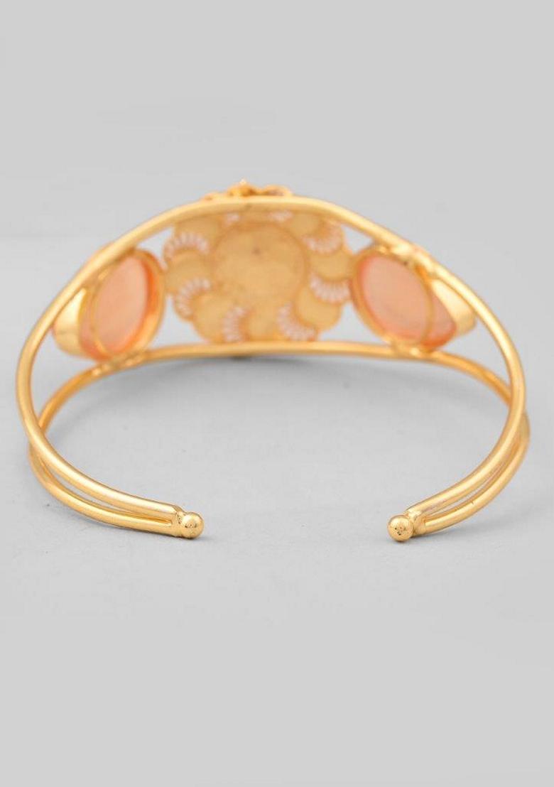 Gold Plated Flower Shaped Cuff Bracelet